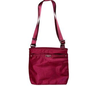 TUMI Voyager Tula Crossbody Bag Burgundy Nylon Travel